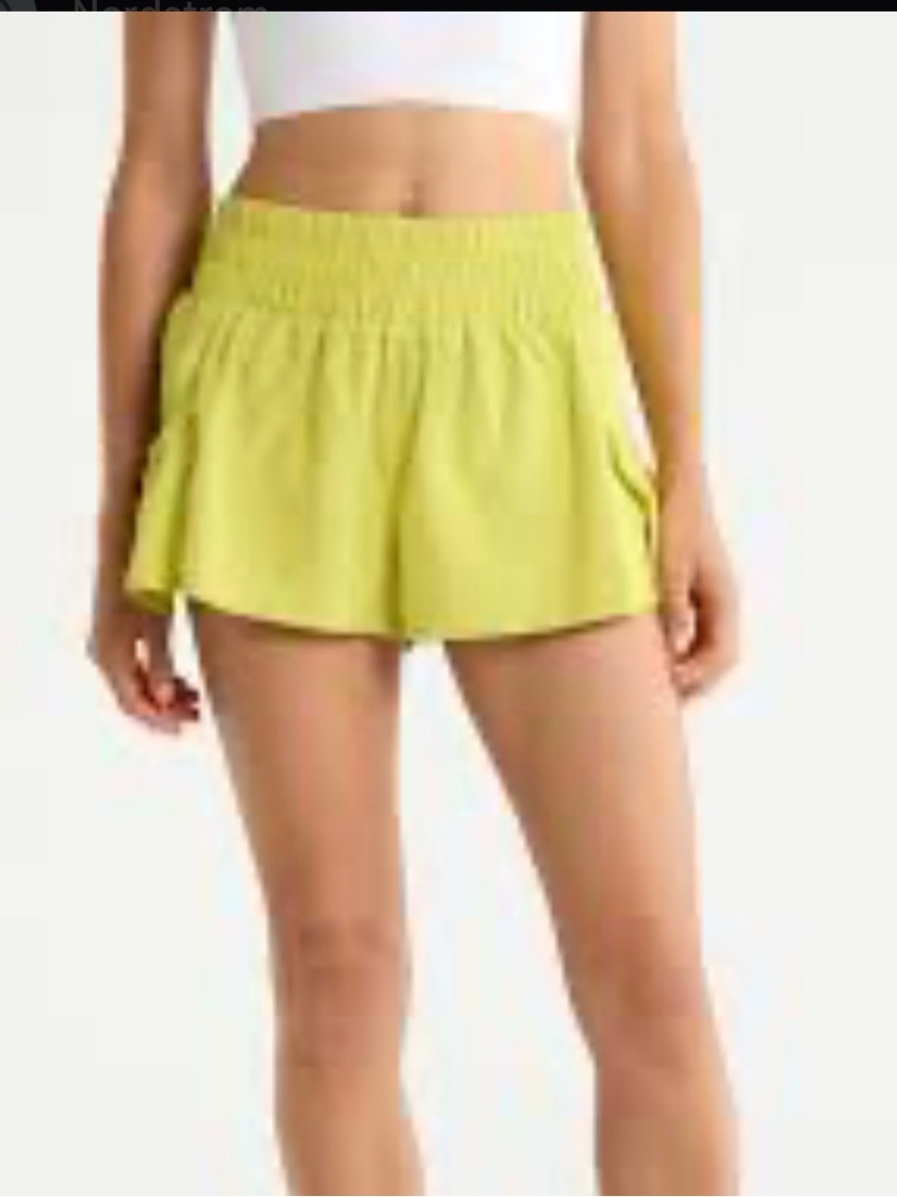 High-Waist Lime Athletic Shorts with Smocked Band